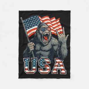 Bigfoot Usa Sasquatch 4th Of July American Flag Pa Fleece Blanket