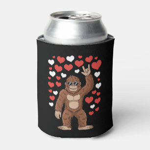 Bigfoot Valentines Day Funny Hearts Sasquatch Can Cooler