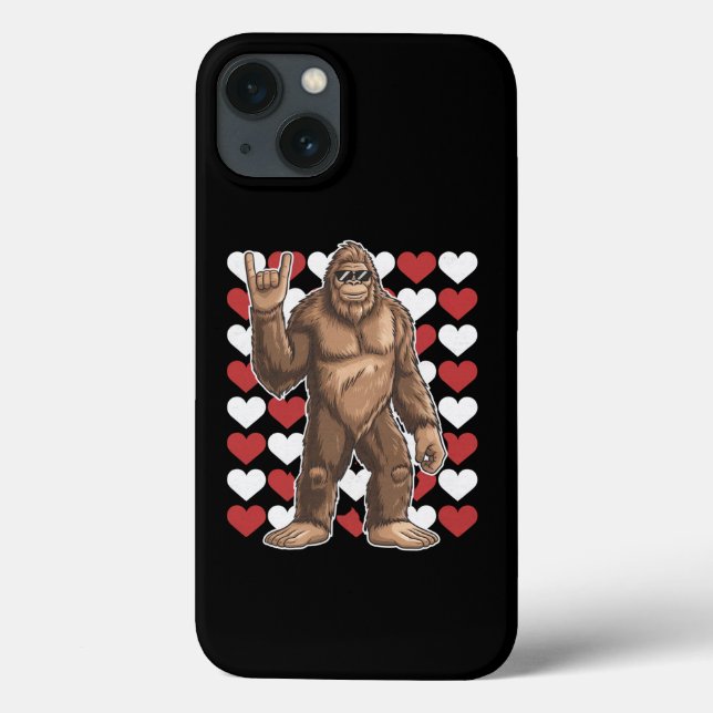 Bigfoot Valentines Day Funny Hearts Sasquatch Love Case-Mate iPhone Case (Back)