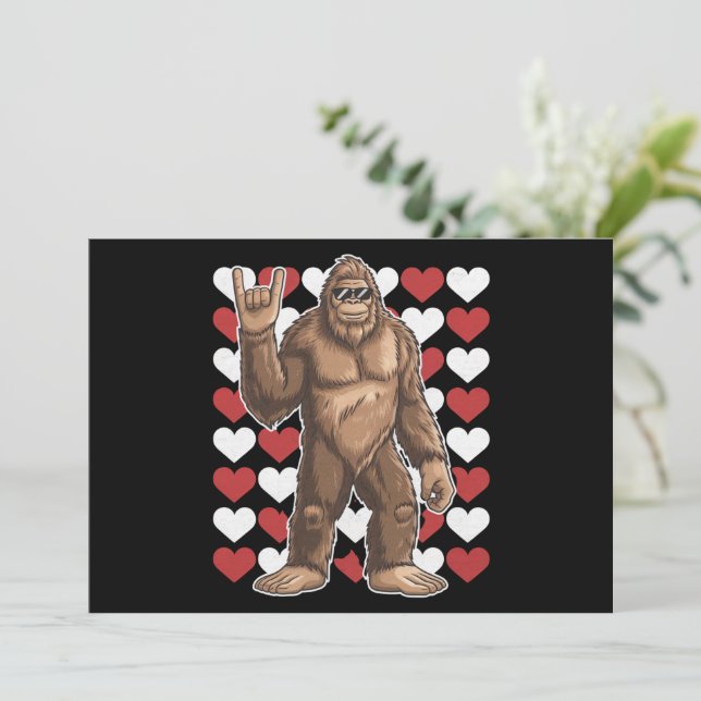 Bigfoot Valentines Day Funny Hearts Sasquatch Love Invitation (Standing Front)