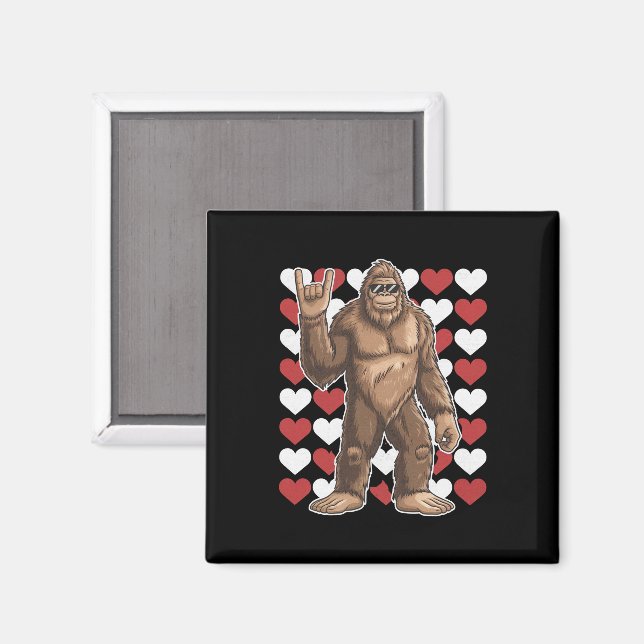 Bigfoot Valentines Day Funny Hearts Sasquatch Love Magnet (Front/Back)