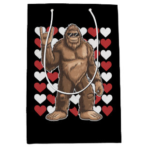Bigfoot Valentines Day Funny Hearts Sasquatch Love Medium Gift Bag