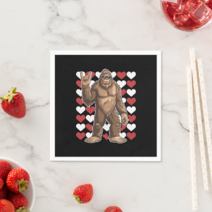 Bigfoot Valentines Day Funny Hearts Sasquatch Love Napkin