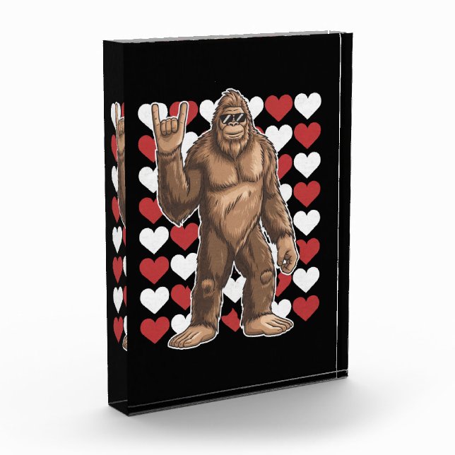 Bigfoot Valentines Day Funny Hearts Sasquatch Love Photo Block (Left)