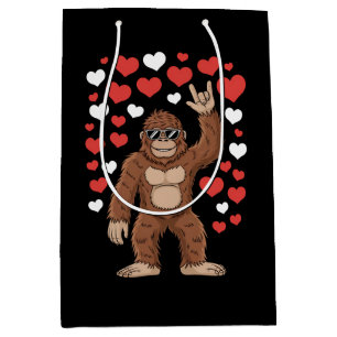 Bigfoot Valentines Day Funny Hearts Sasquatch Medium Gift Bag