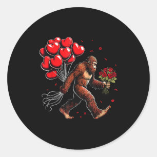 Bigfoot Valentines Day Funny Sasquatch Hearts Love Classic Round Sticker