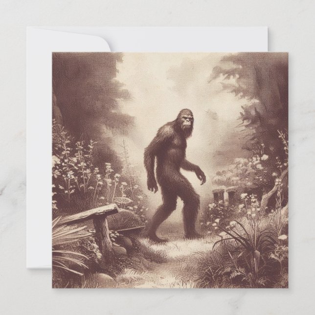 Bigfoot Vintage Illustration Folklore Card (Front)