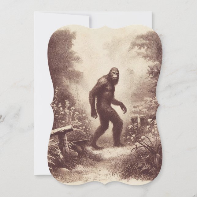 Bigfoot Vintage Illustration Folklore Flat Card (Front)