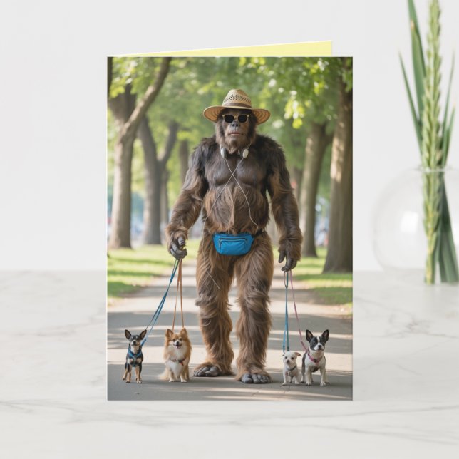 Bigfoot Walkin' the Dog Card (Front)