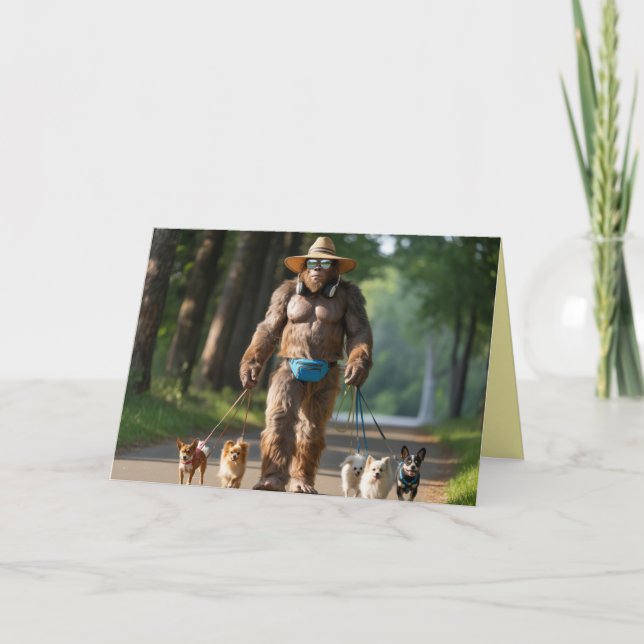 Bigfoot Walkin' the Dog Card (Front)