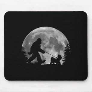 Bigfoot Walking A Dog Funny Yorkie Lovers Moon Mouse Pad