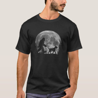 Bigfoot Walking a Dog German Wirehaired Pointer Ha T-Shirt