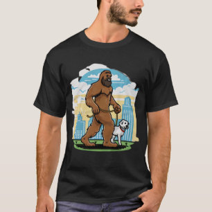 Bigfoot Walking Boston Terrier Shirt, Dog Walker  T-Shirt