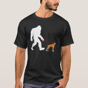 Bigfoot Walking Boxer Dog TShirt Sasquatch with Bo