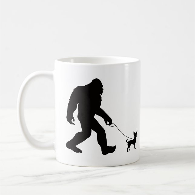 Bigfoot Walking Chihuahua Coffee Mug (Left)