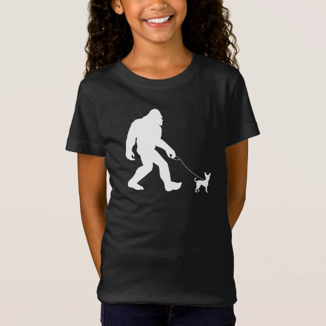 Bigfoot Walking Chihuahua T-Shirt (Front)