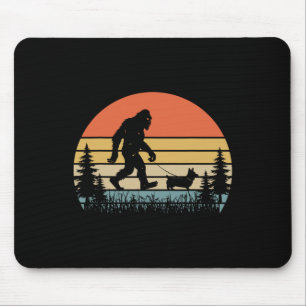 Bigfoot Walking Corgi Dog Funny Valentines Day Lov Mouse Pad