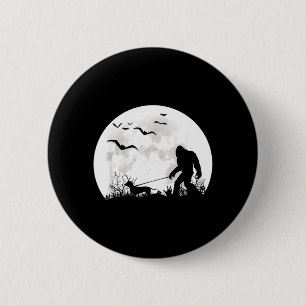 Bigfoot Walking Dachshund Dog Moon Sasquatch 6 Cm Round Badge