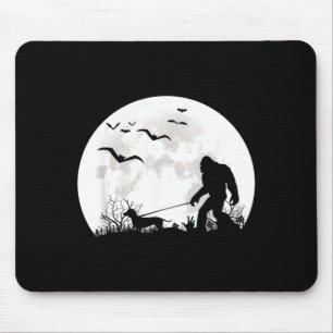 Bigfoot Walking Dachshund Dog Moon Sasquatch Mouse Pad