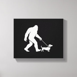Bigfoot Walking Dachshund Funny Wiener Dog Dad Canvas Print