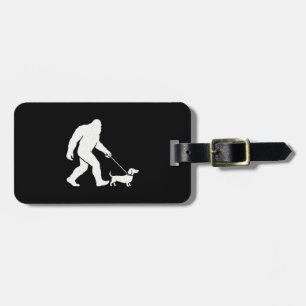 Bigfoot Walking Dachshund Funny Wiener Dog Dad  Luggage Tag