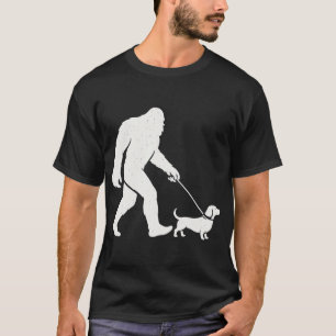 Bigfoot Walking Dachshund Funny Wiener Dog Dad T-Shirt