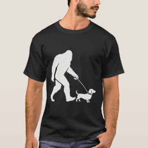 Bigfoot Walking Dachshund Funny Wiener Dog Dad T-Shirt