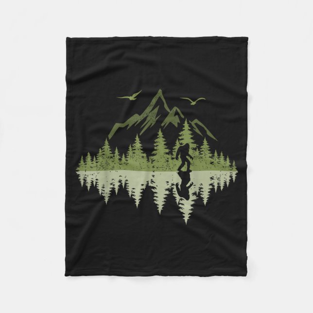 Bigfoot Walking Forest Sasquatch Woods Parks Men W Fleece Blanket (Front)