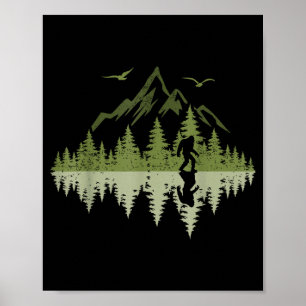 Bigfoot Walking Forest Sasquatch Woods Parks Men W Poster