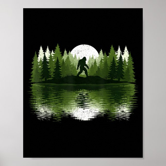 Bigfoot Walking Forest Sasquatch Woods Parks Men W Poster (Front)