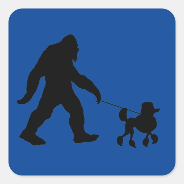 Bigfoot Walking His Poodle  Square Sticker (Front)