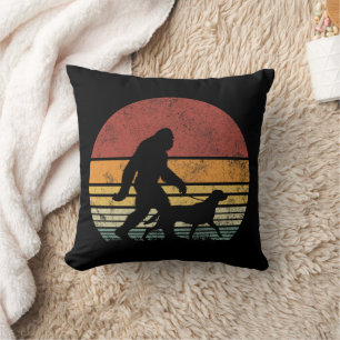 Bigfoot Walking Labrador Retriever Dog Vintage Cushion