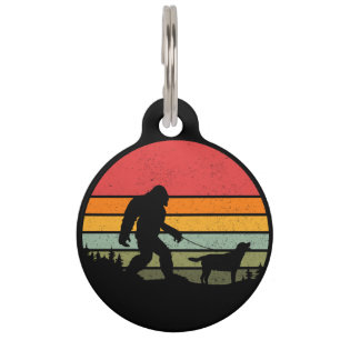Bigfoot Walking Labrador Retriever Dog Vintage Pet Tag