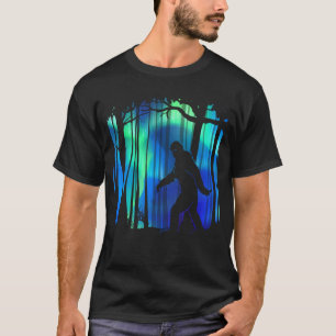Bigfoot Walking Northern Lights - Aurora Forest Gi T-Shirt