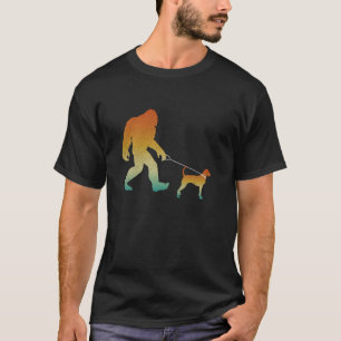 Bigfoot Walking Redbone Coonhound Funny Sasquatch  T-Shirt