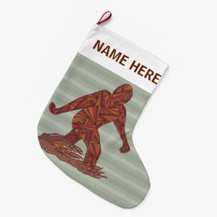 Bigfoot Walking Sasquatch Large Double Sided Christmas Stocking