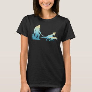Bigfoot Walking T-Rex Dinosaurs Funny Sasquatch Di T-Shirt