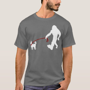 Bigfoot Walking With Chihuahua Dog Funny Bigfoot a T-Shirt