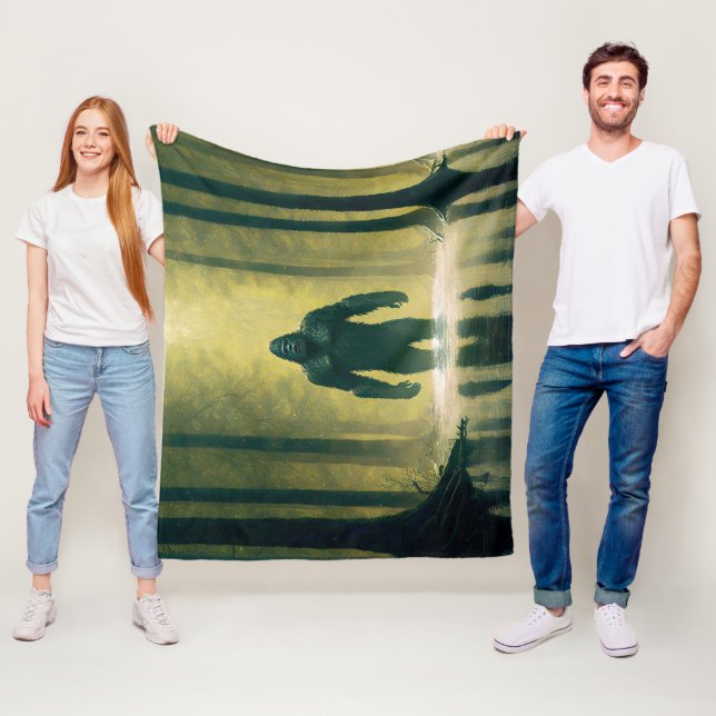 Bigfoot Walks Through Louisiana Swamp Water Fleece Blanket (In Situ)