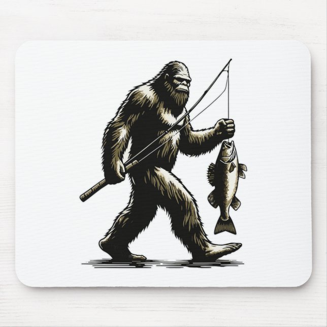 Bigfoot Walleye Hunting Angler Sasquatch Walleye F Mouse Pad (Front)