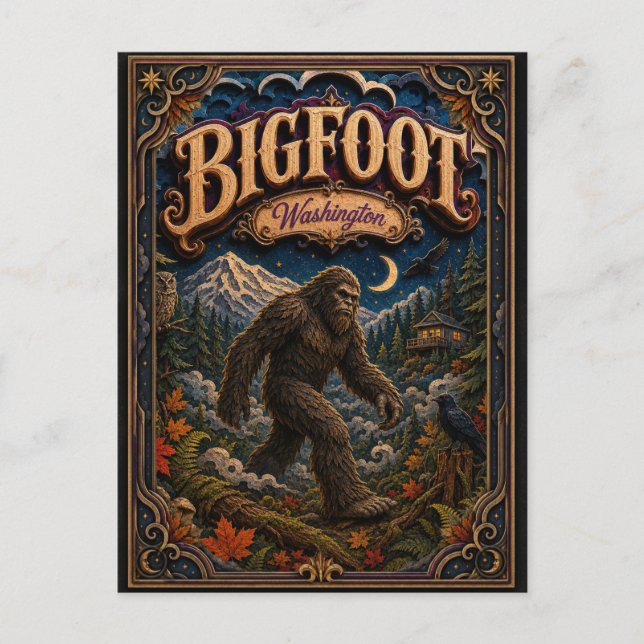 Bigfoot Washington Popcut Legends Postcard (Front)