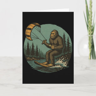 Bigfoot Water Paragliding Vintage Funny Sasquatch Card