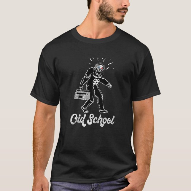Bigfoot Wear Headphone Glasses Hold Tape Recorder T-Shirt (Front)
