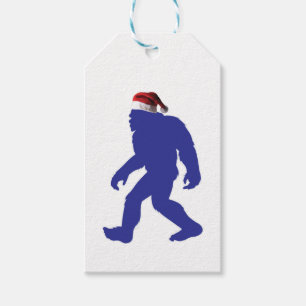 Bigfoot Wearing a Santa Claus Hat Gift Tags