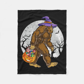 Bigfoot Witch Pumpkin Halloween Girls Women Fleece Blanket