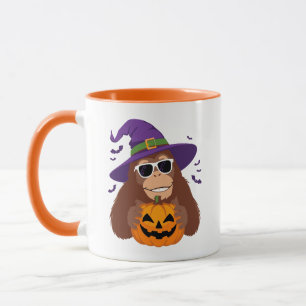 Bigfoot Witch with Pumpkin Halloween Mug