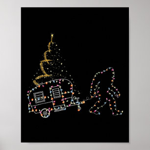 Bigfoot With Camping Car Light Christmas  Poster