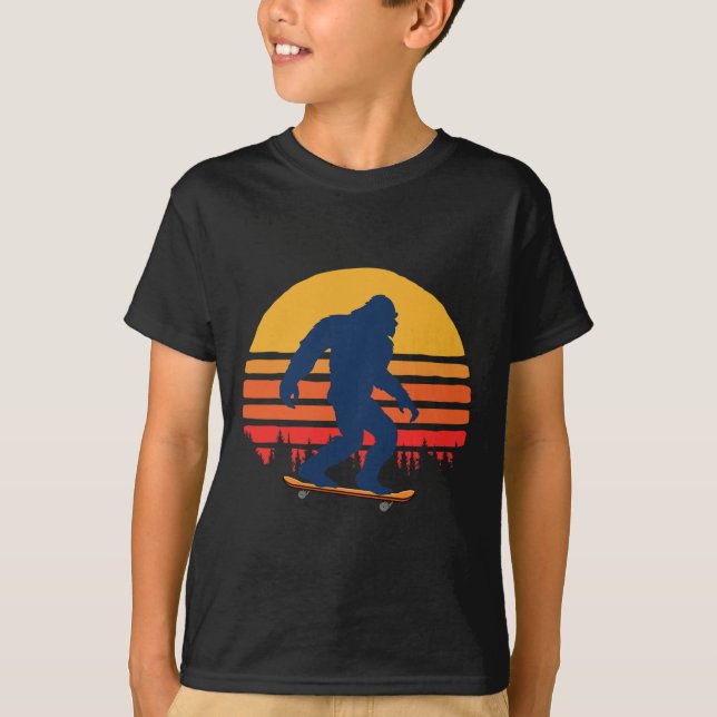 Bigfoot With Longboard - Skateboarding 1  T-Shirt (Front)