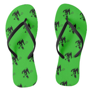 Bigfoot with Tennis Racquet Pattern on Green Jandals