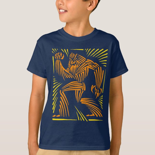 Bigfoot Woodcut Graphic - Kid Tee (Front)